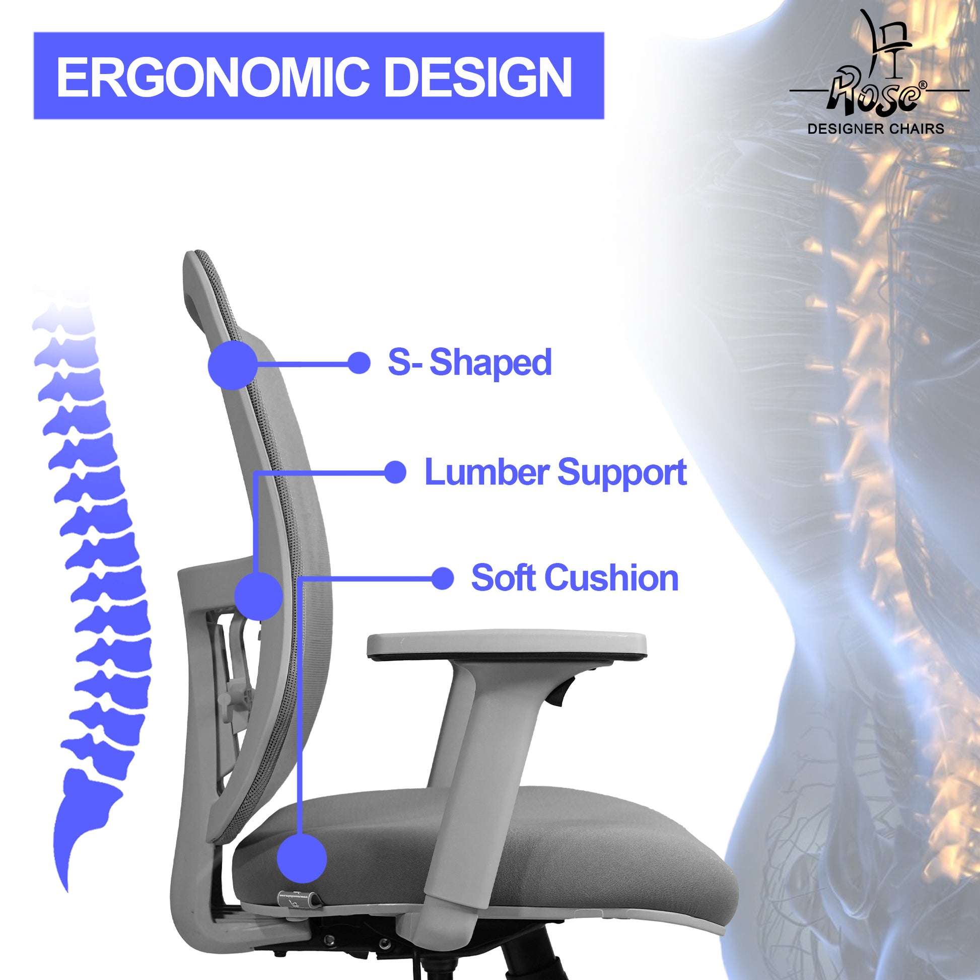 ROSE® Milan Mesh Mid-Back Office Chair