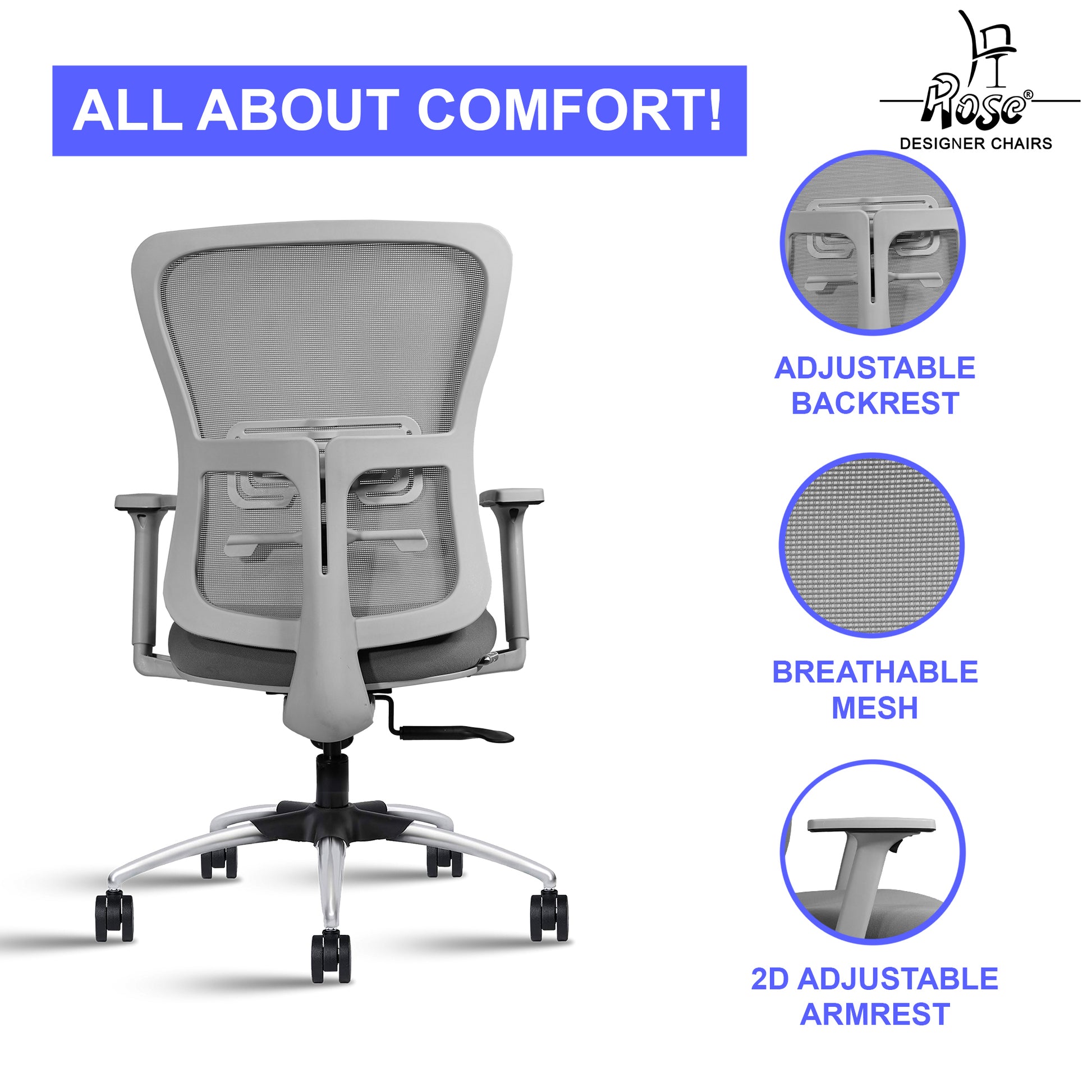 ROSE® Milan Mesh Mid-Back Office Chair