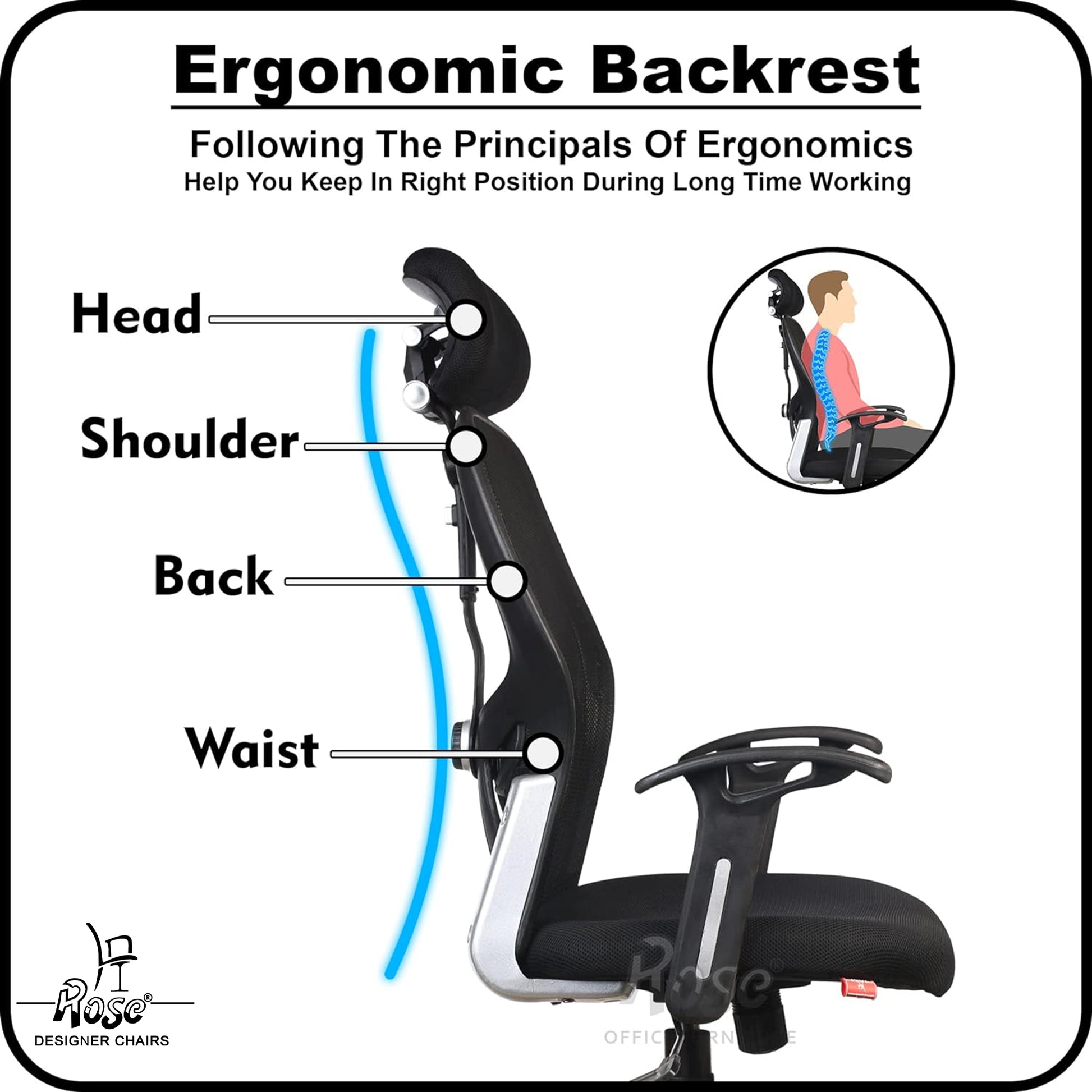 ROSE® Platinum High Back Mesh Office Chair