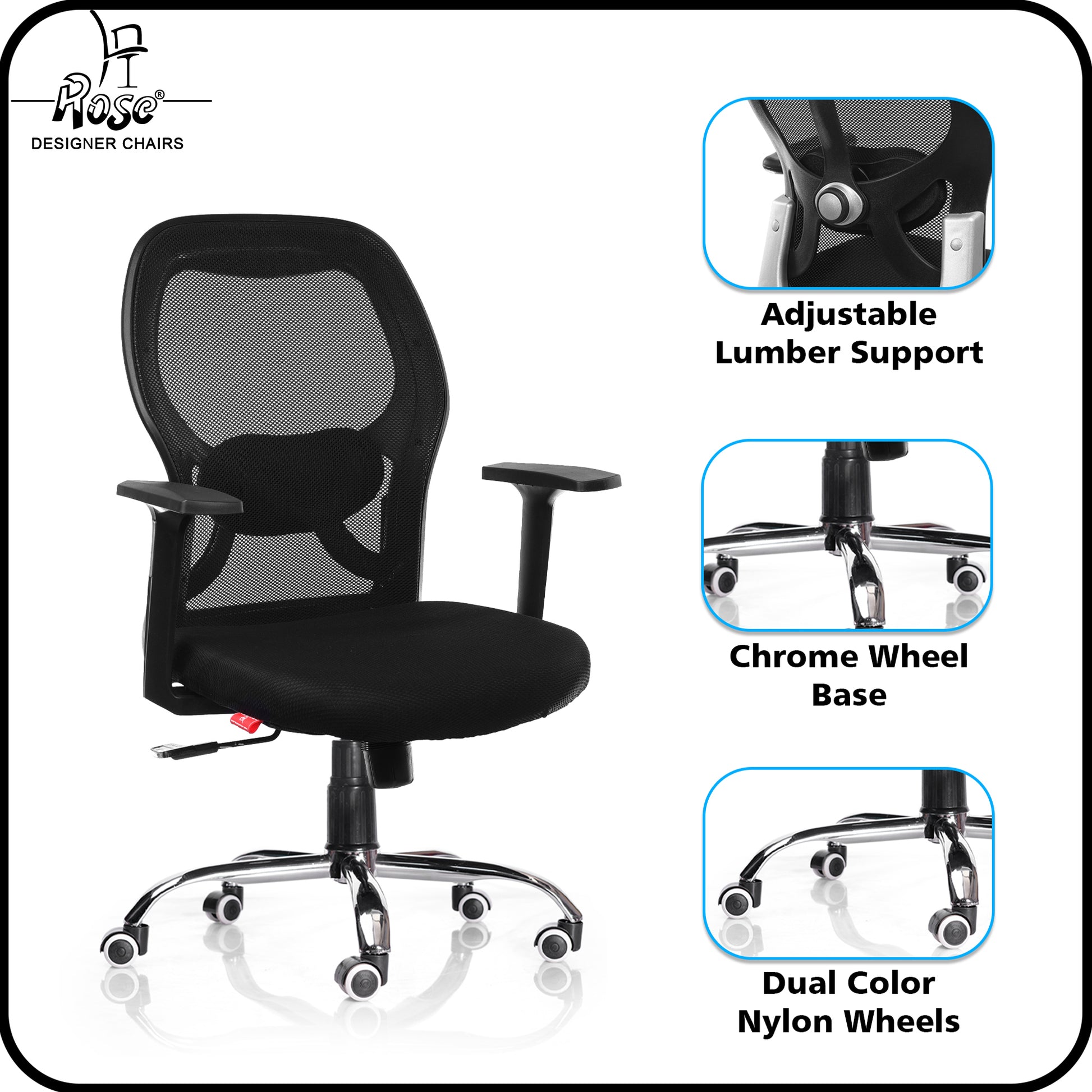 ROSE® Platinum Mid Back Mesh Office Chair