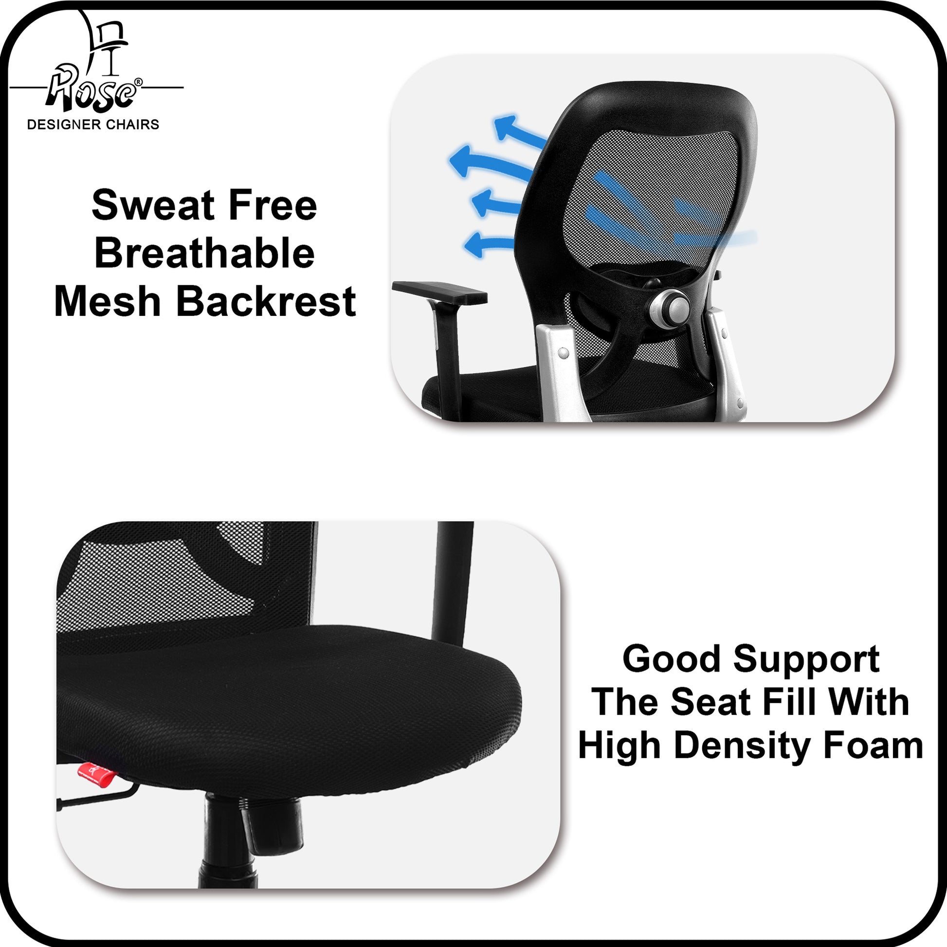 ROSE® Platinum Mid Back Mesh Office Chair
