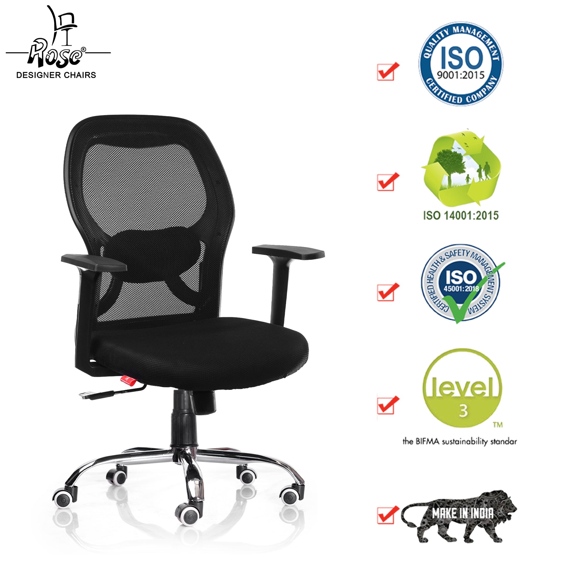 ROSE® Platinum Mid Back Mesh Office Chair