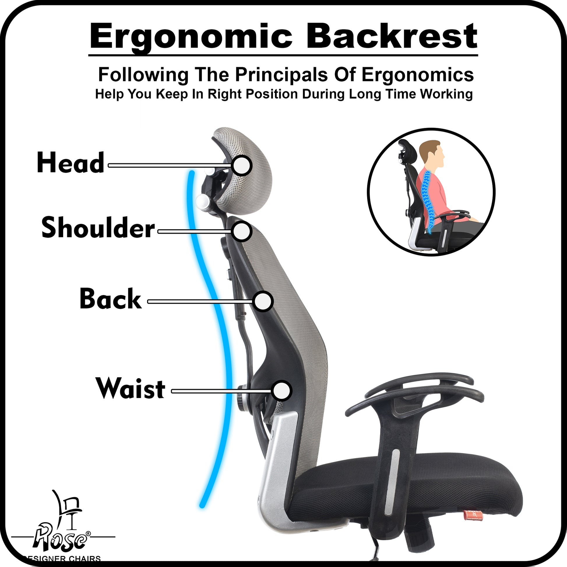 ROSE® Platinum High Back Mesh Office Chair