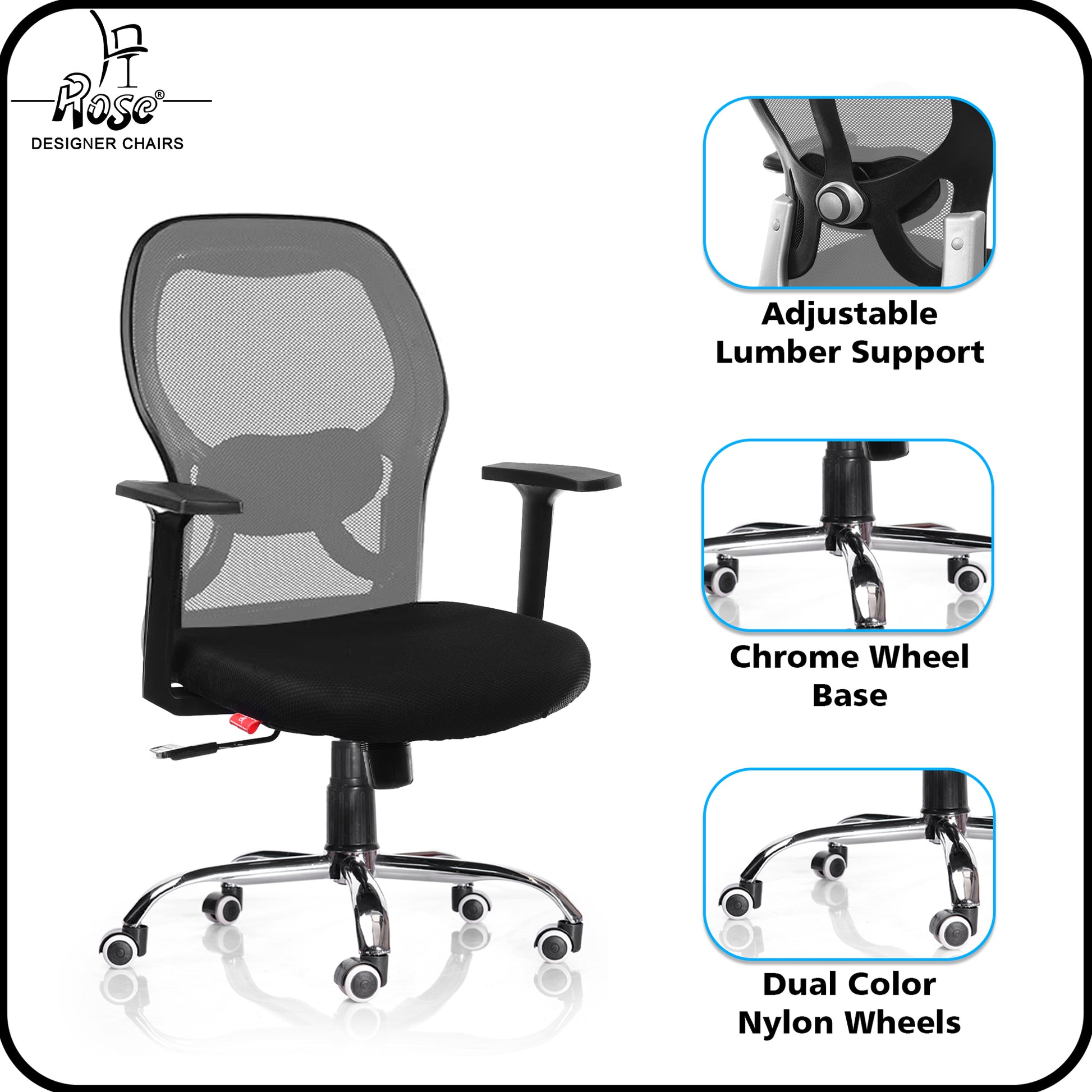 ROSE® Platinum Mid Back Mesh Office Chair