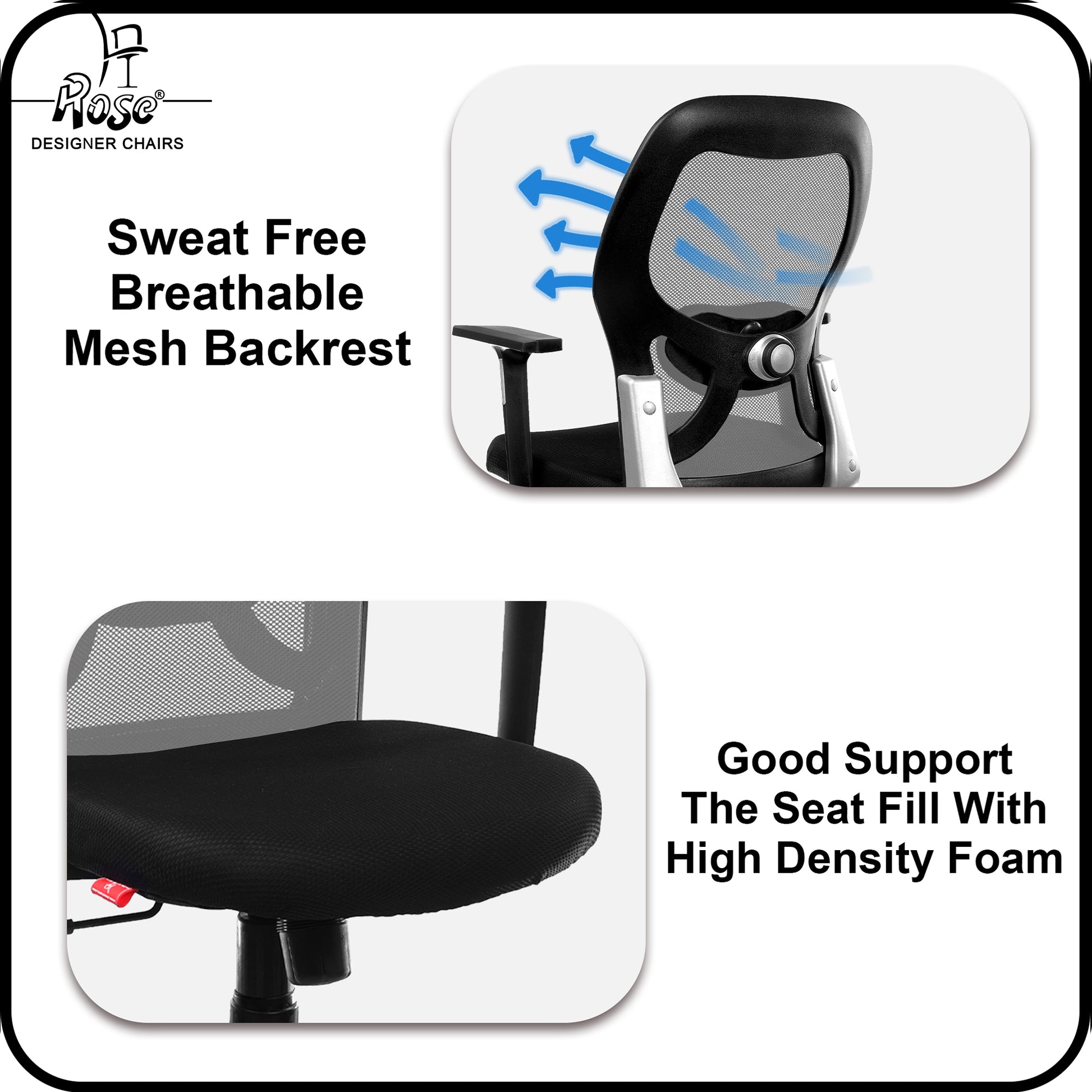 ROSE® Platinum Mid Back Mesh Office Chair