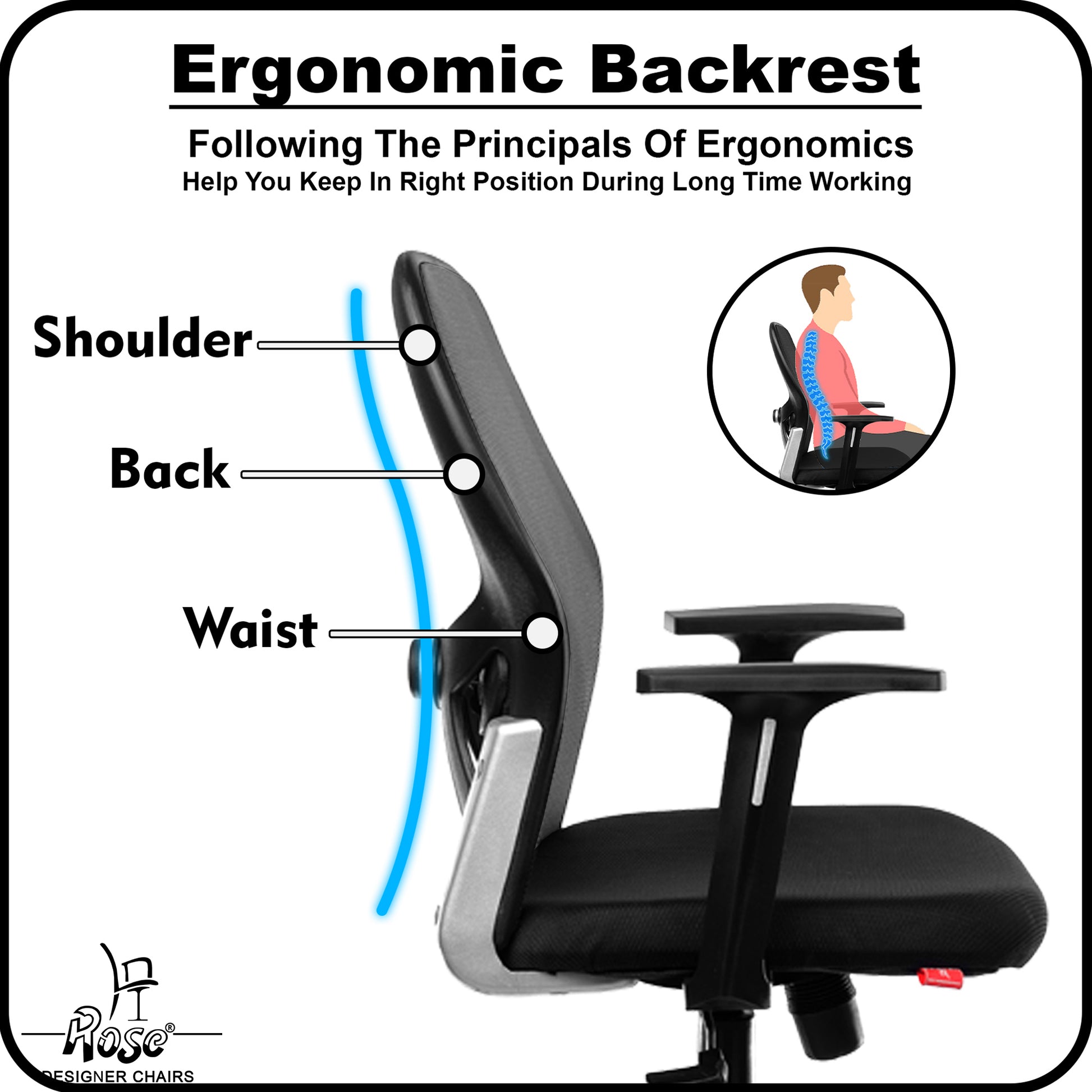 ROSE® Platinum Mid Back Mesh Office Chair