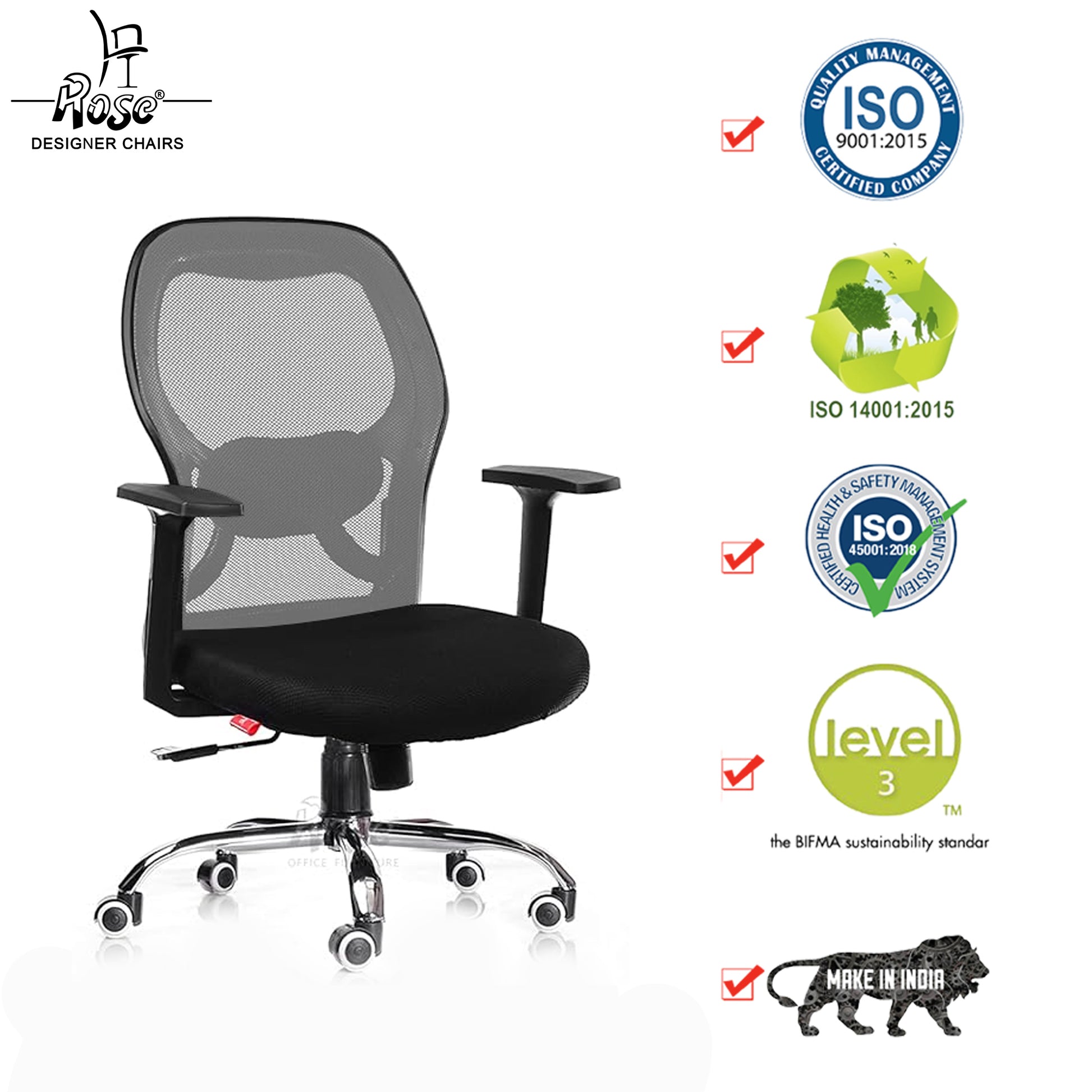 ROSE® Platinum Mid Back Mesh Office Chair
