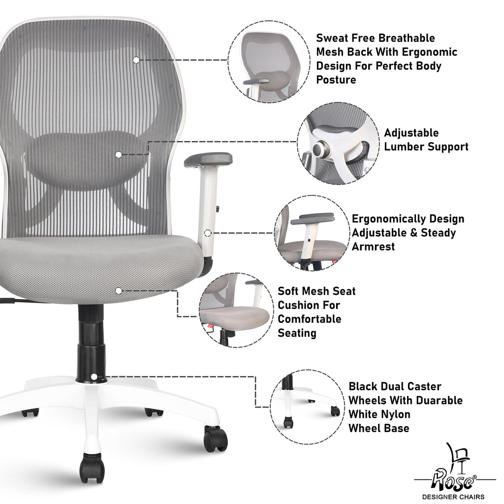 ROSE® Platinum Mid Back Mesh Office Chair