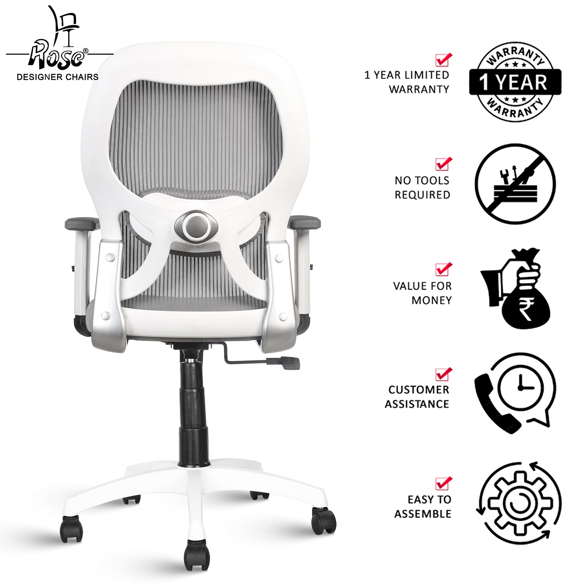ROSE® Platinum Mid Back Mesh Office Chair