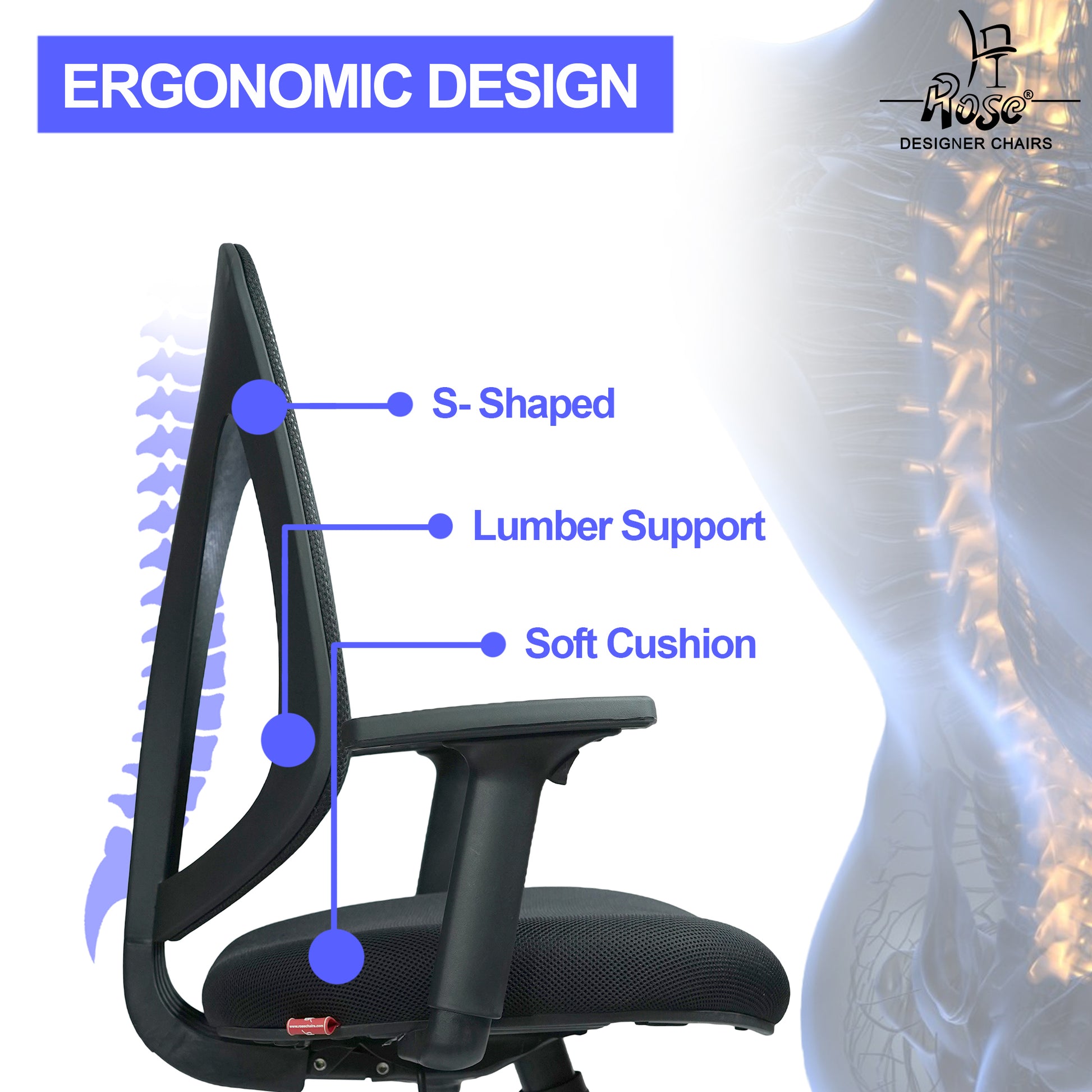 ROSE® Quebec Mesh Mid-Back Office Chair