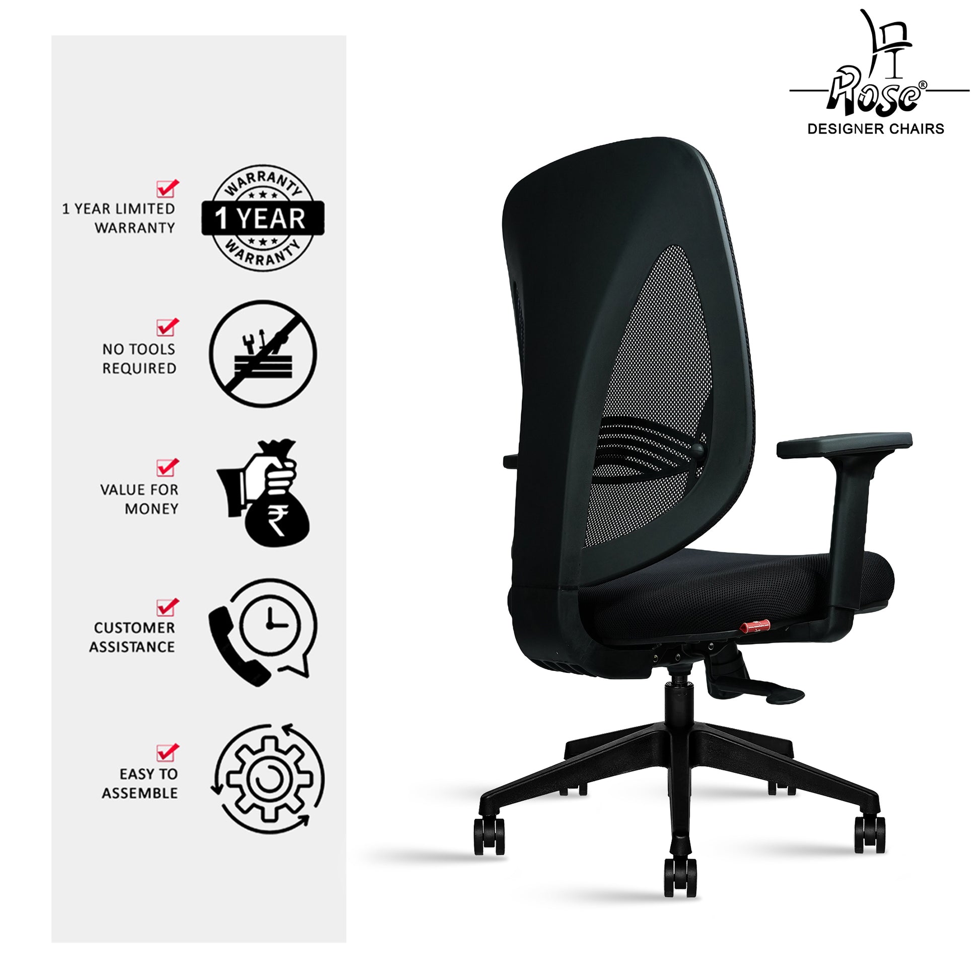 ROSE® Quebec Mesh Mid-Back Office Chair