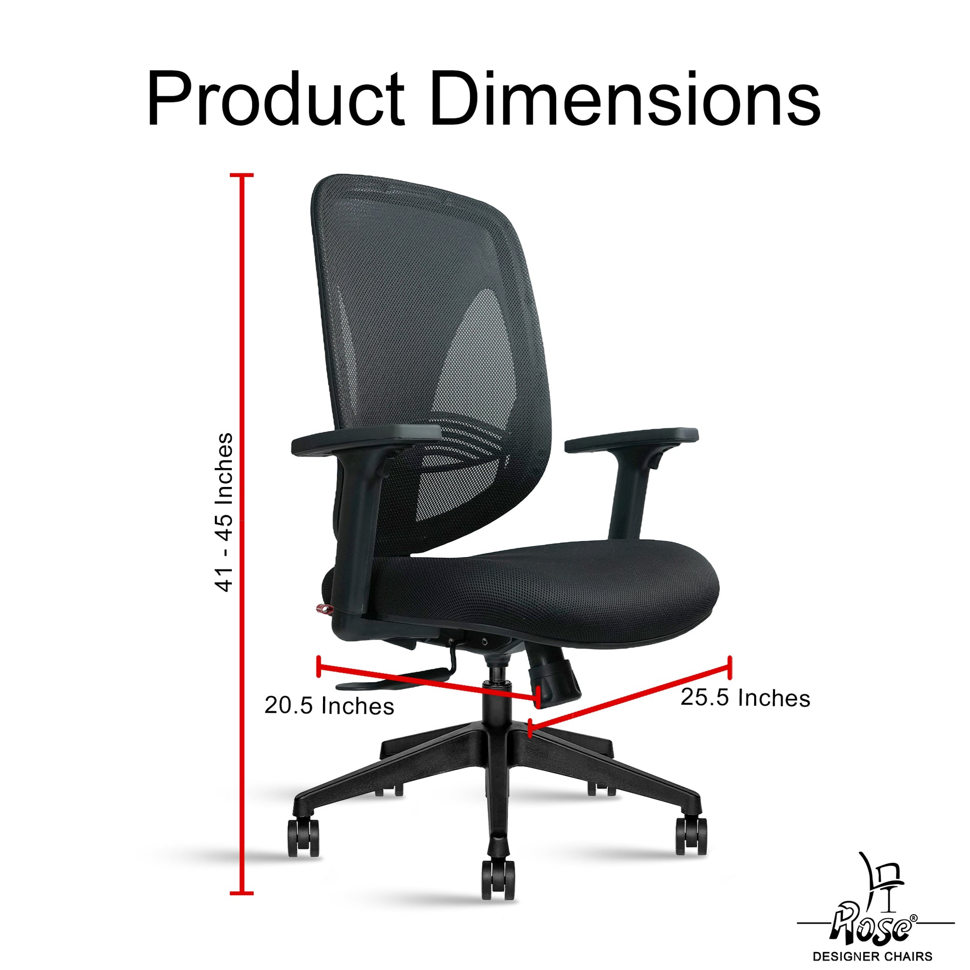 ROSE® Quebec Mesh Mid-Back Office Chair