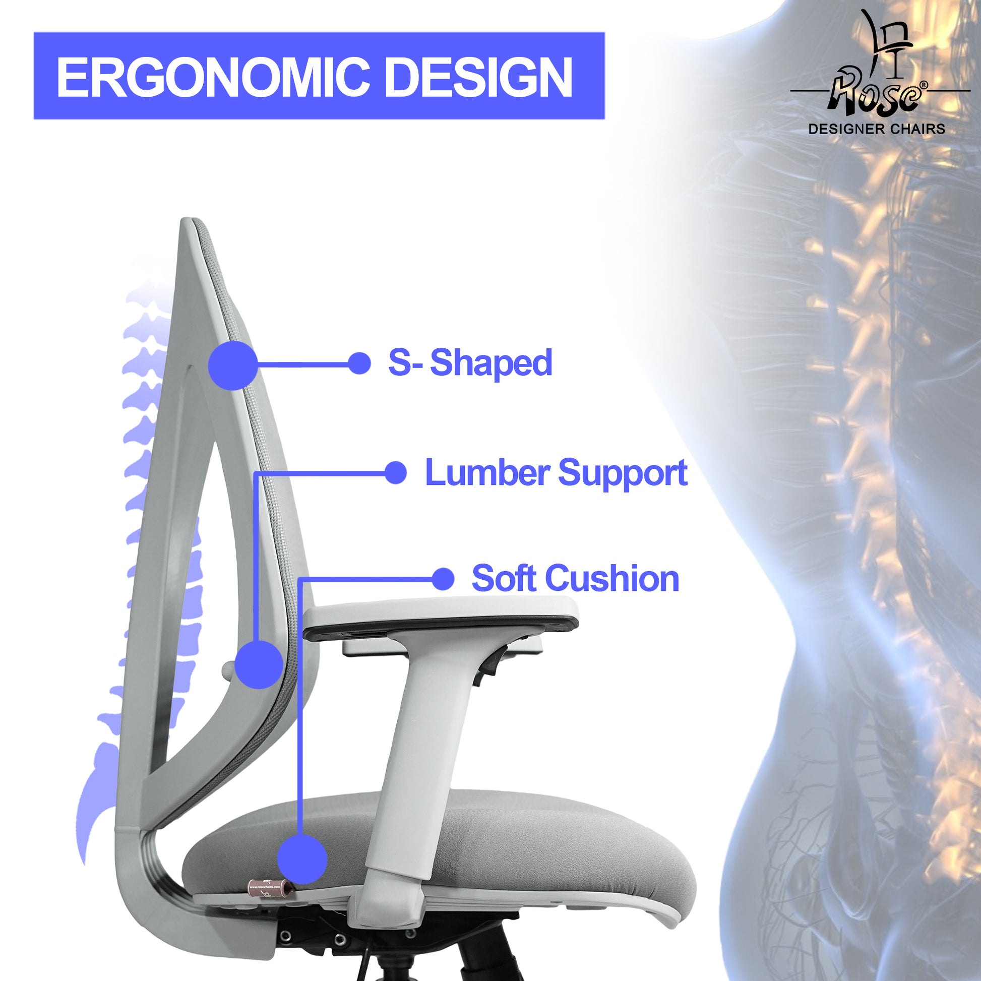 ROSE® Quebec Mesh Mid-Back Office Chair