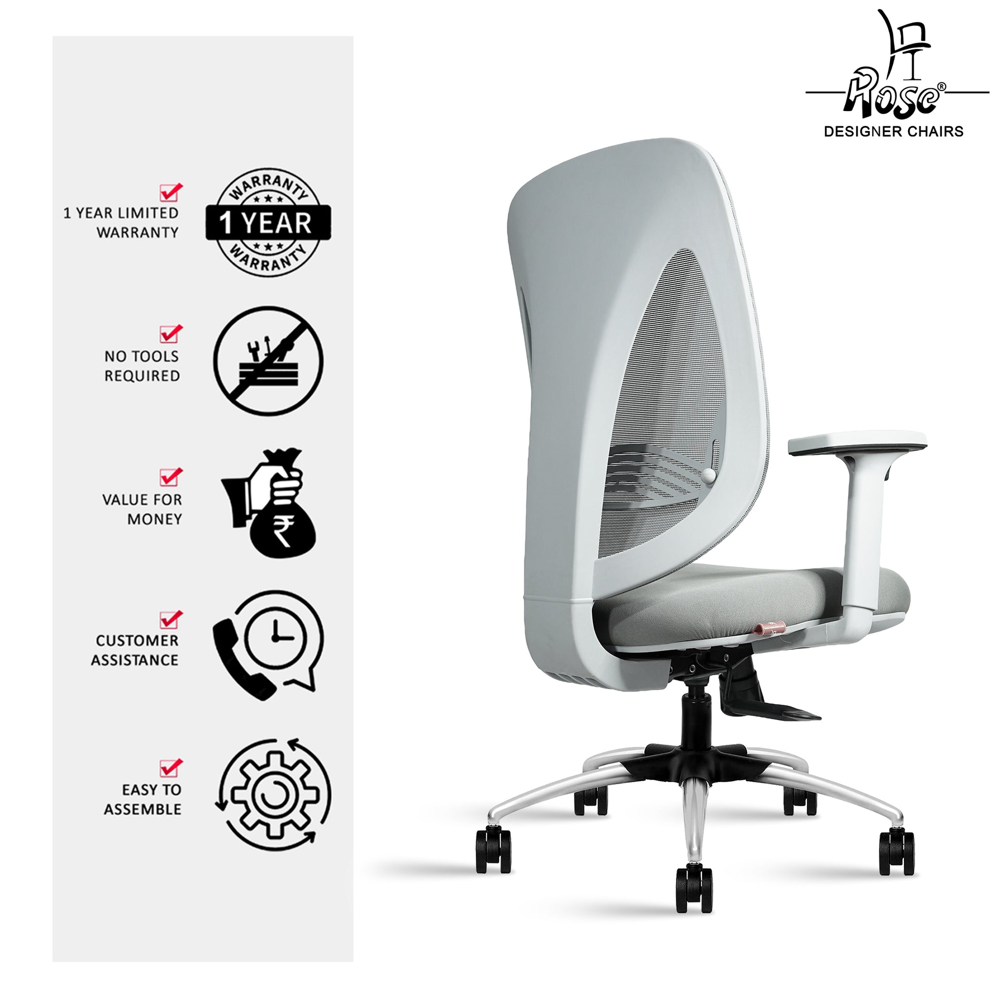ROSE® Quebec Mesh Mid-Back Office Chair
