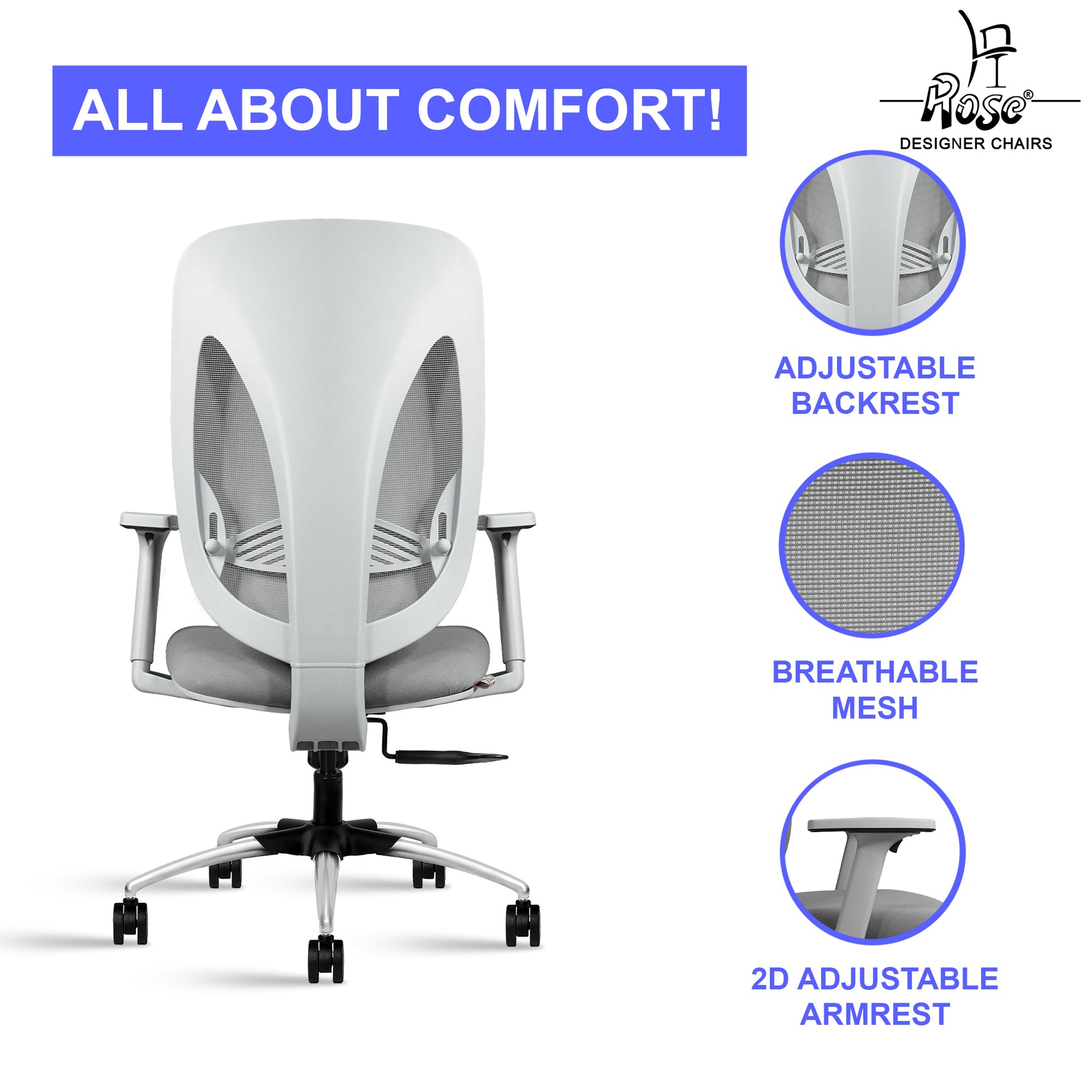 ROSE® Quebec Mesh Mid-Back Office Chair