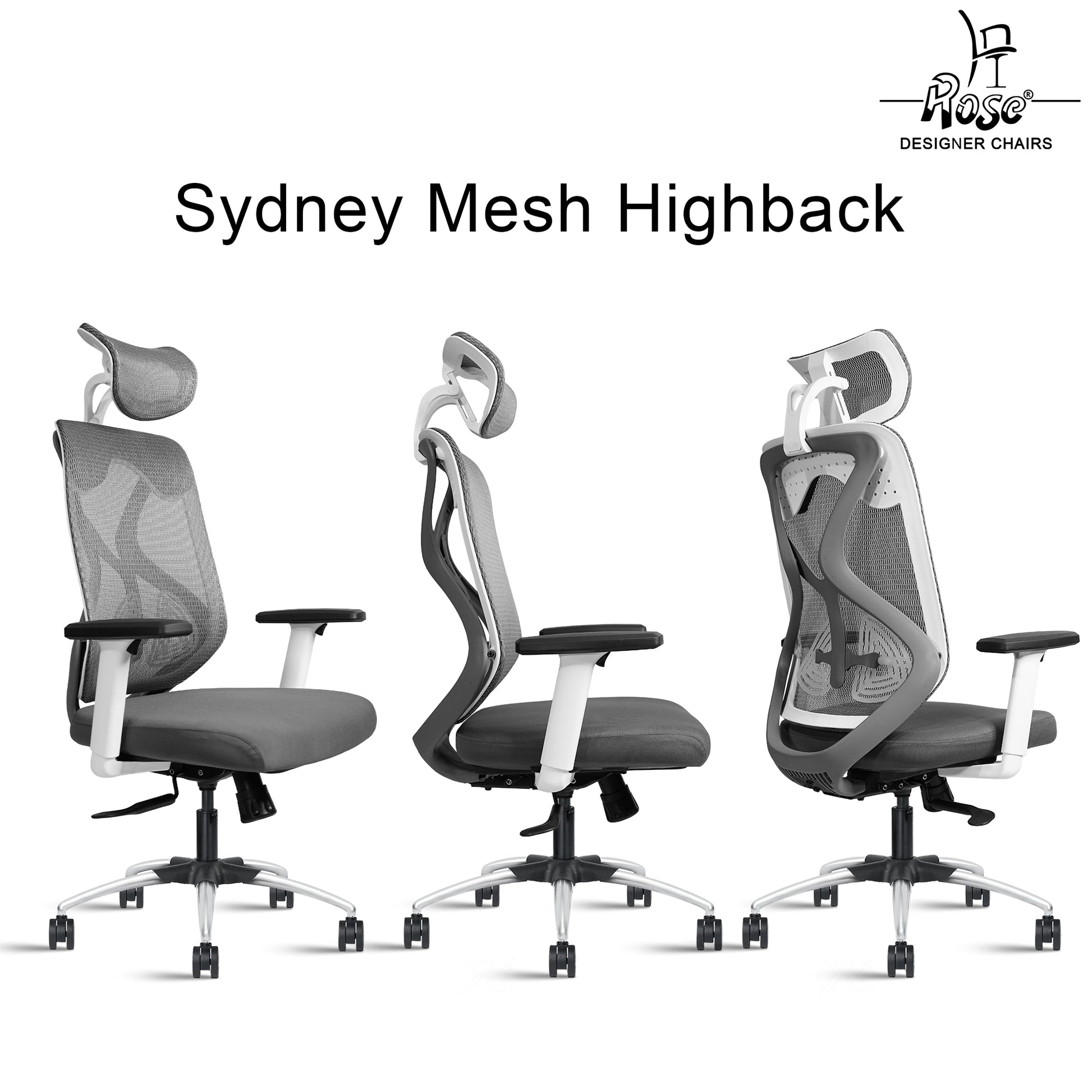 Sydney High Back Grey and White