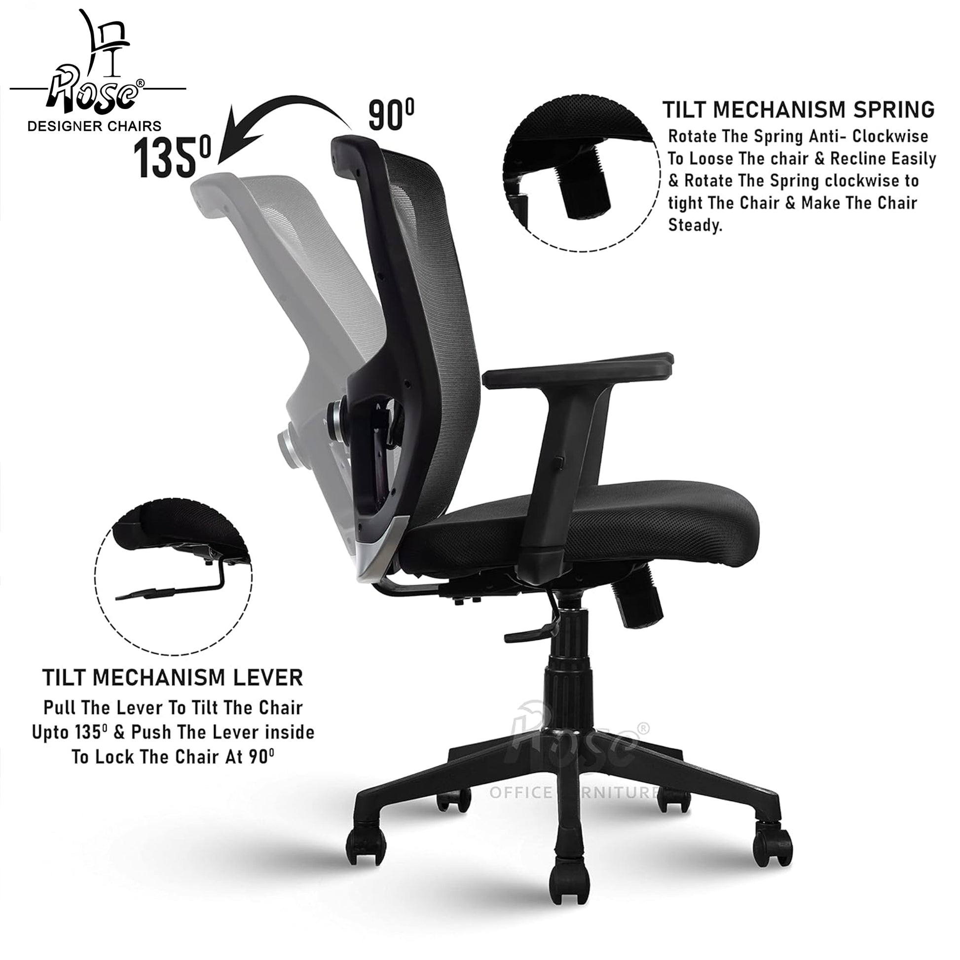ROSE®Teesla Mesh Mid-Back Office Chair