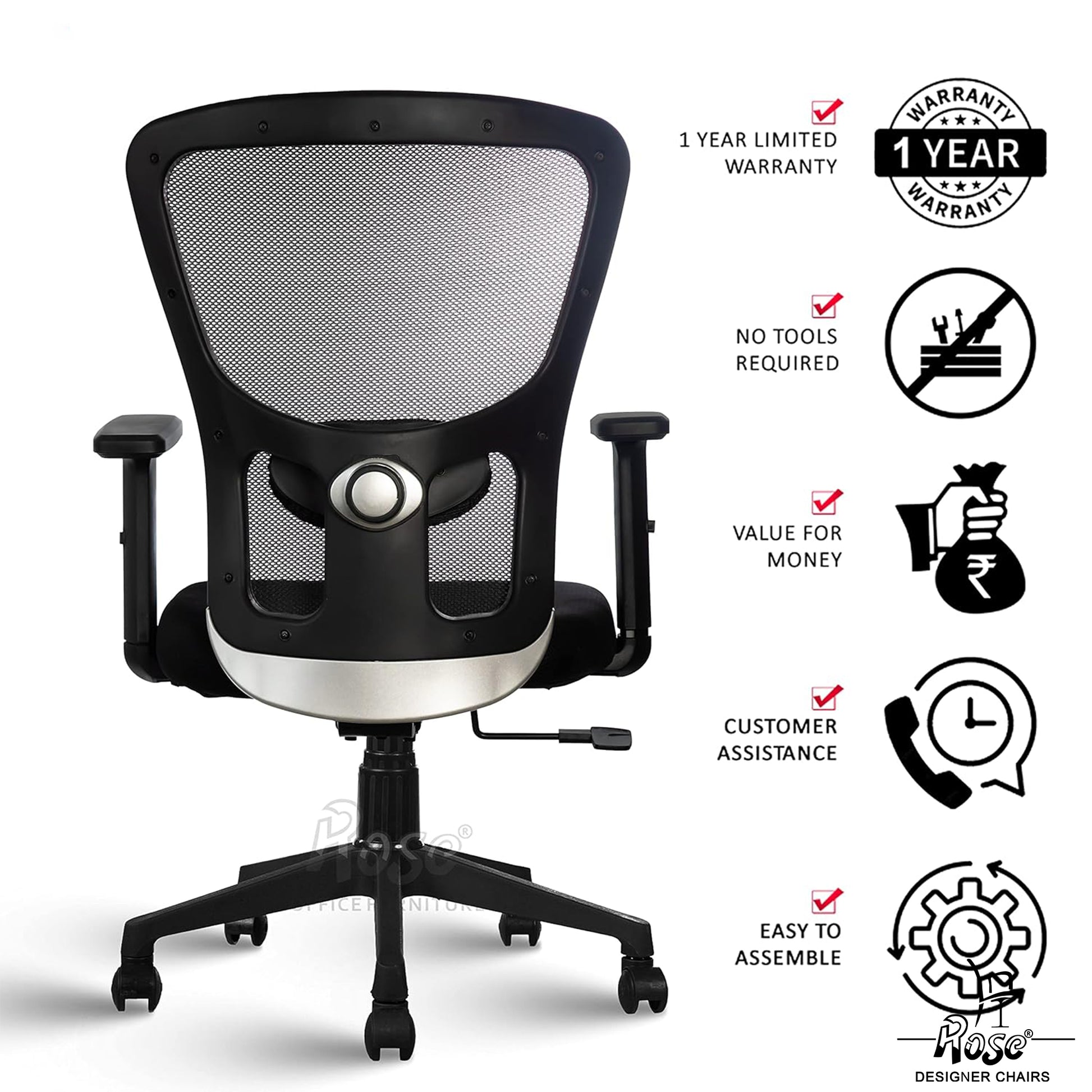 ROSE®Teesla Mesh Mid-Back Office Chair
