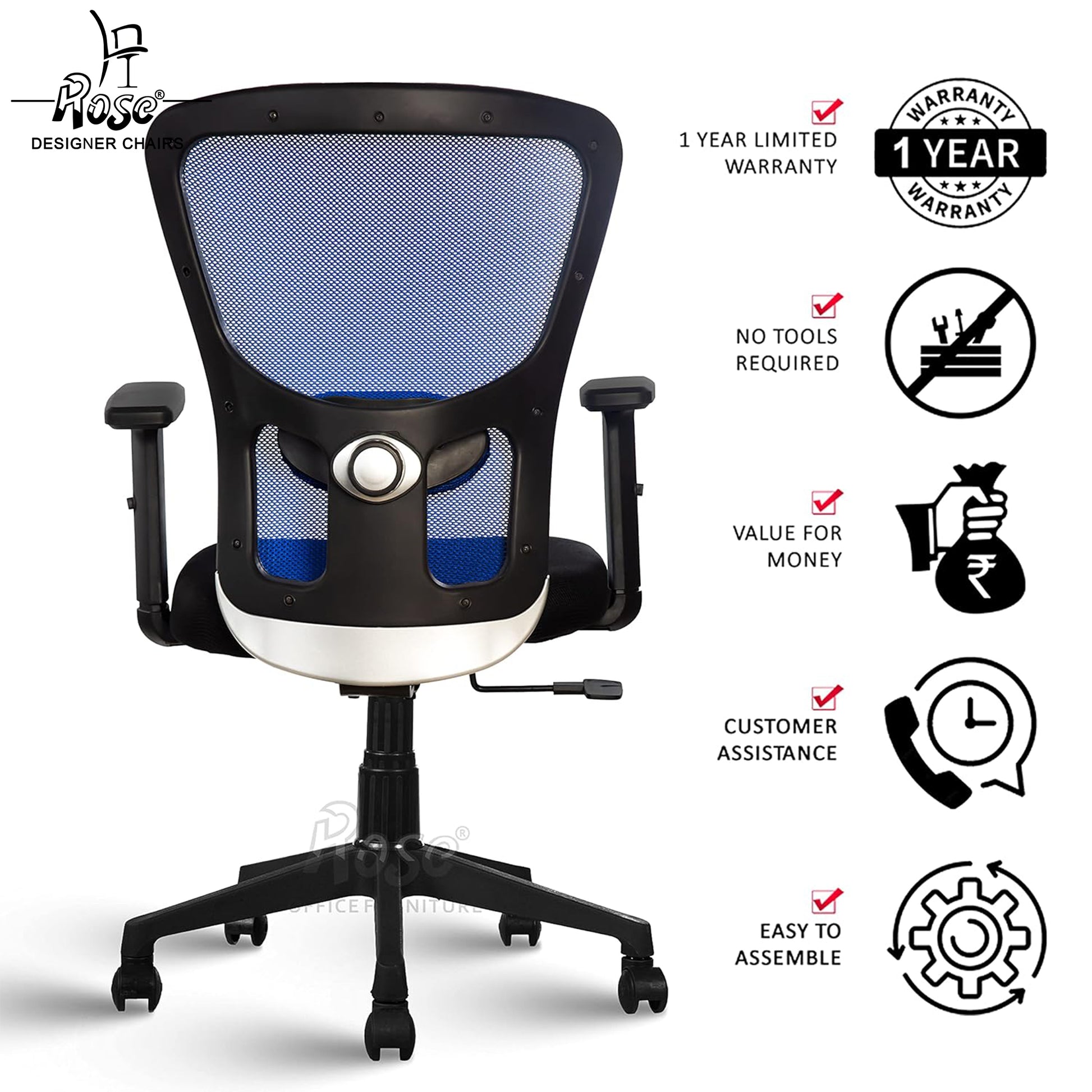 ROSE®Teesla Mesh Mid-Back Office Chair