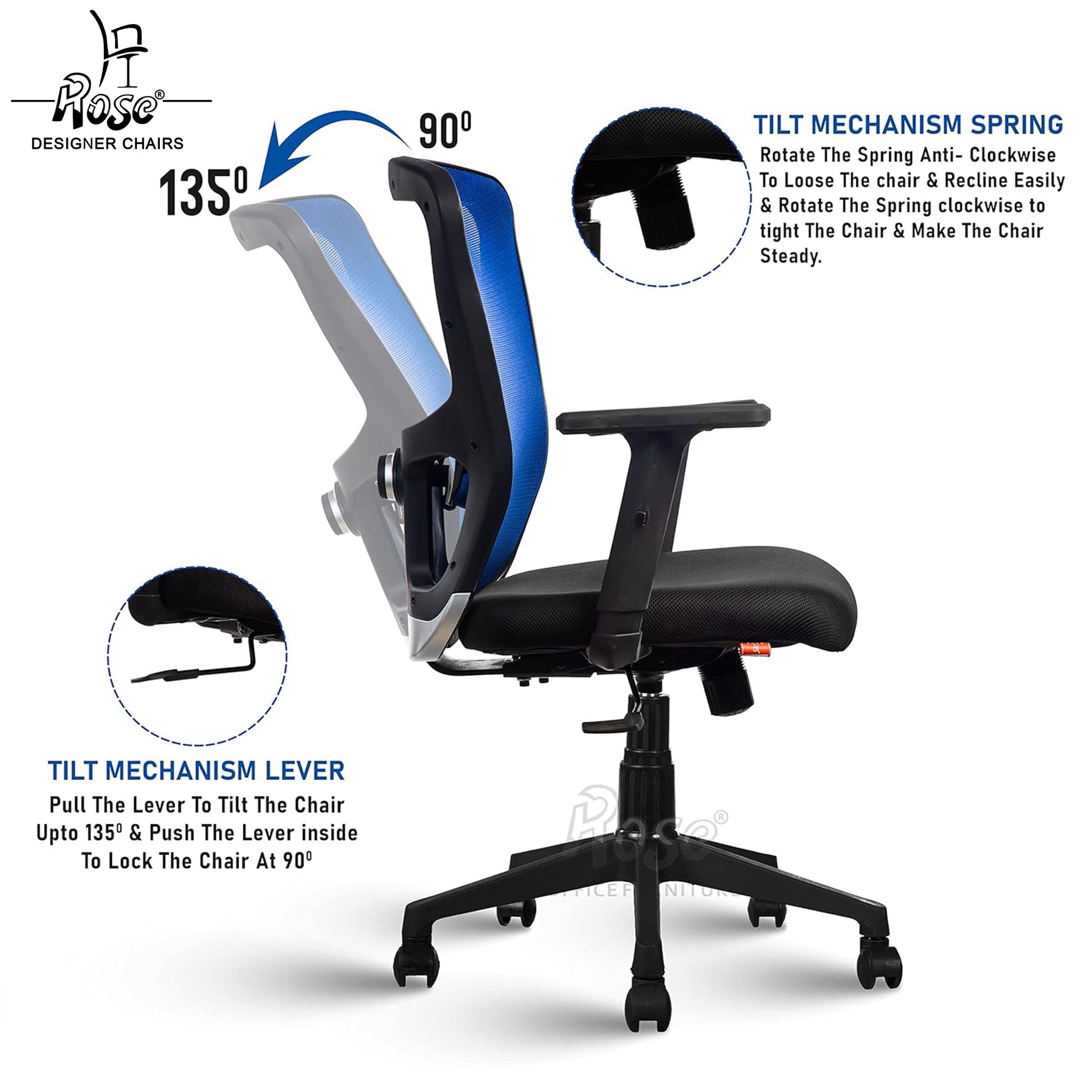 ROSE®Teesla Mesh Mid-Back Office Chair