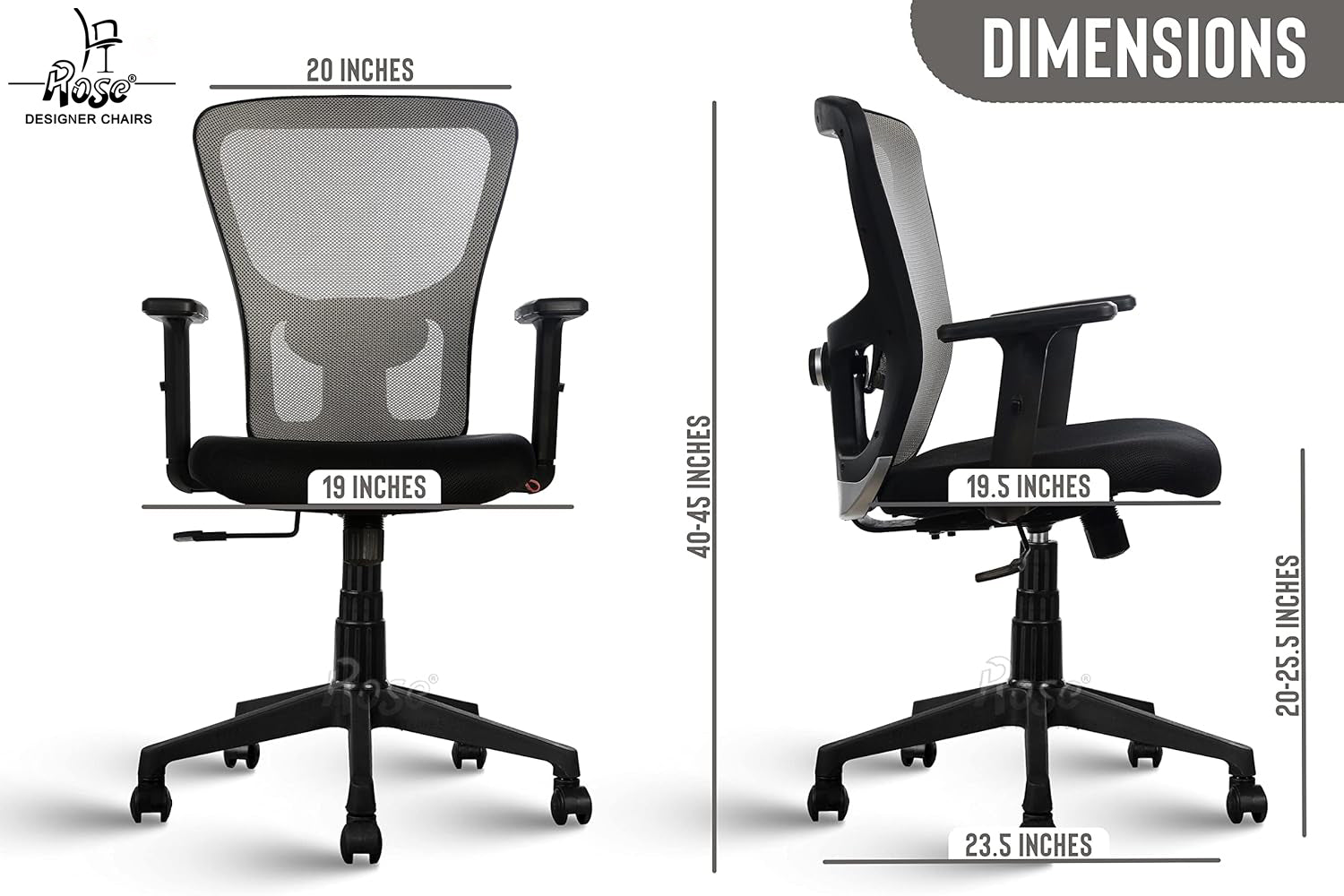 ROSE®Teesla Mesh Mid-Back Office Chair