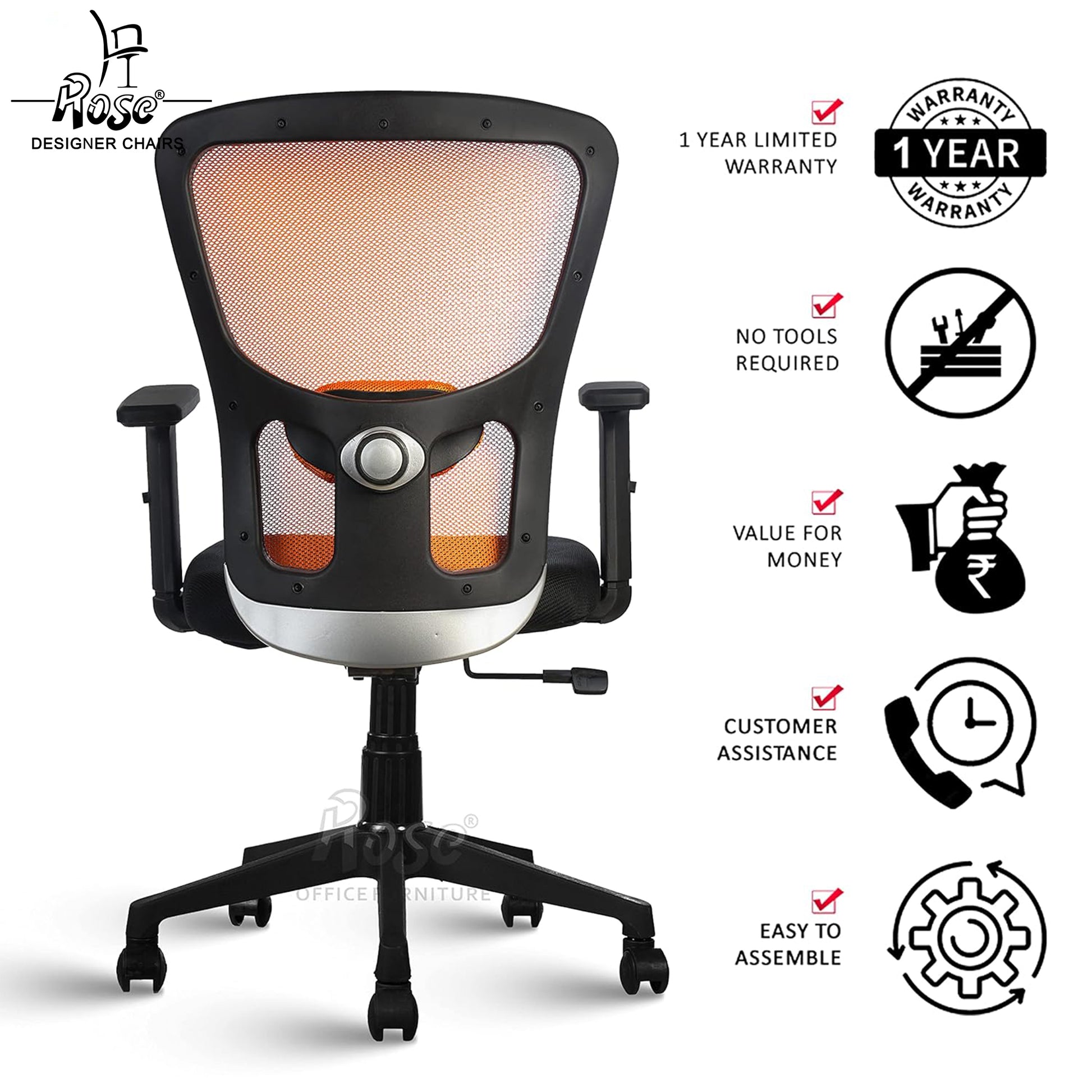 ROSE®Teesla Mesh Mid-Back Office Chair