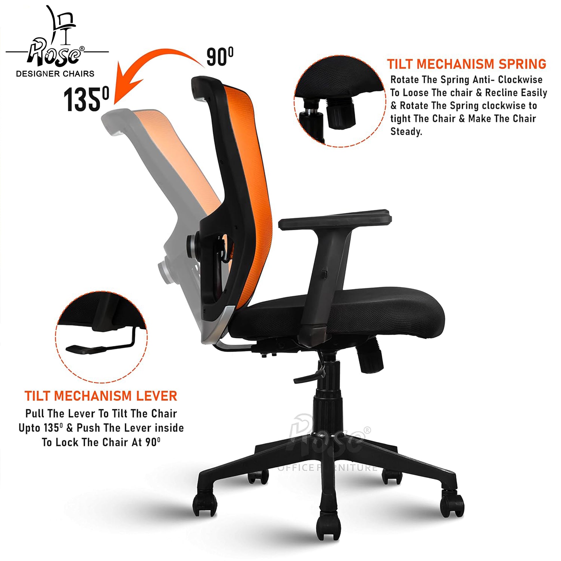 ROSE®Teesla Mesh Mid-Back Office Chair