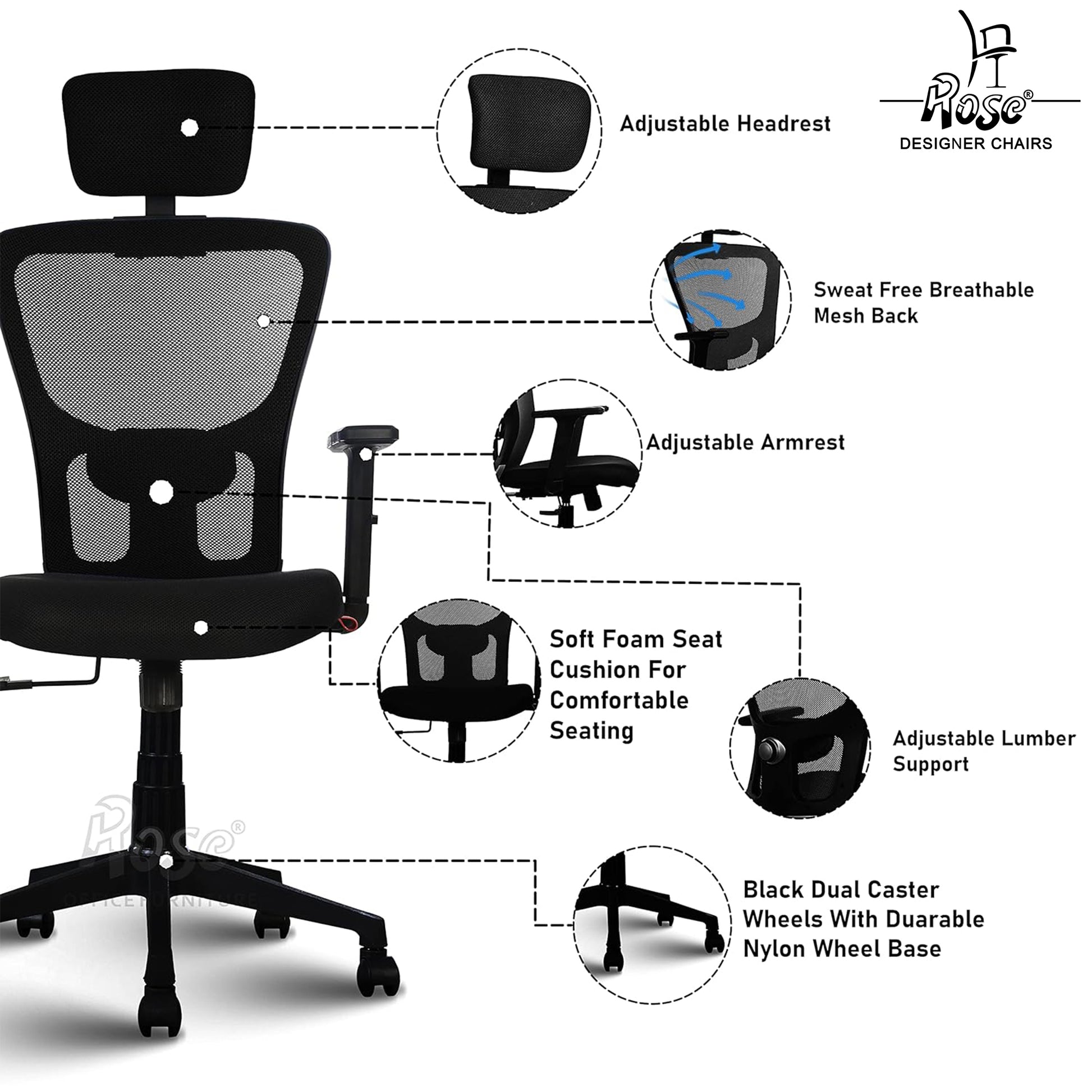 ROSE®Teesla Mesh High-Back Office Chair