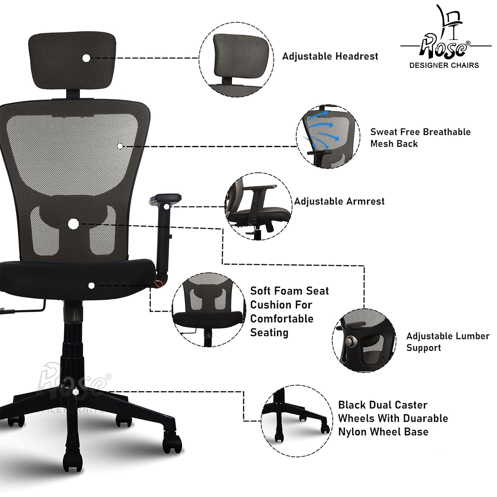 ROSE®Teesla Mesh High-Back Office Chair