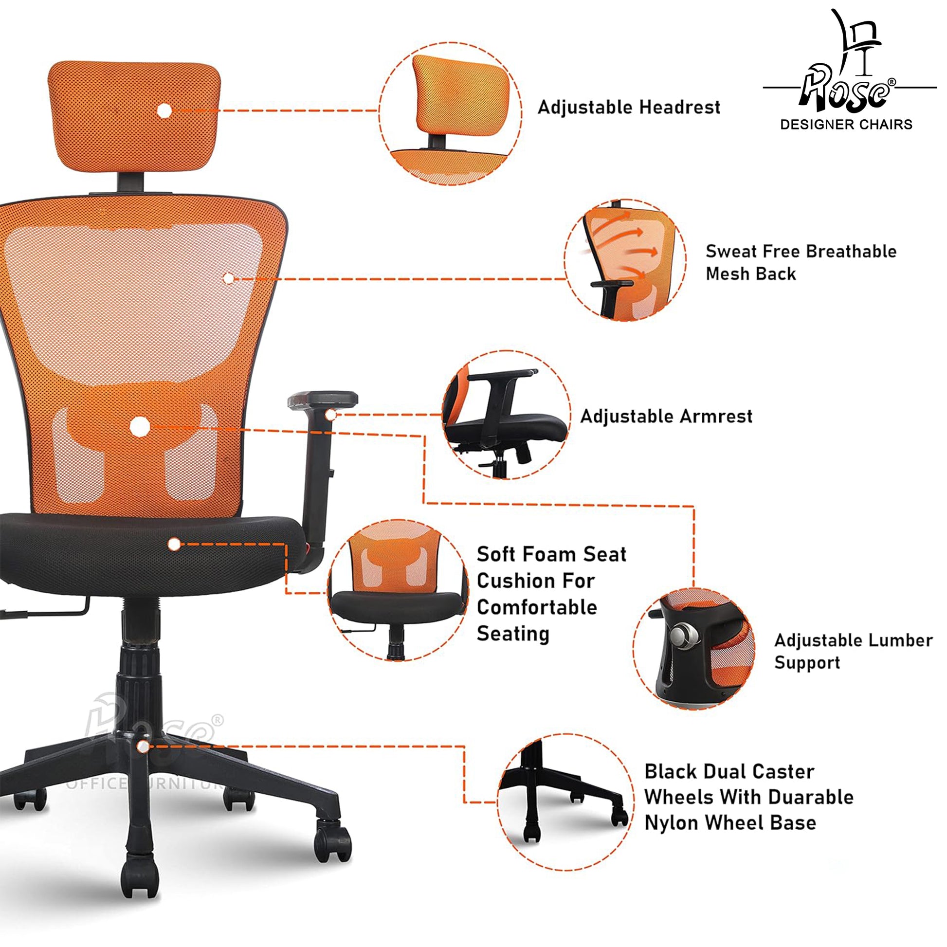 ROSE®Teesla Mesh High-Back Office Chair