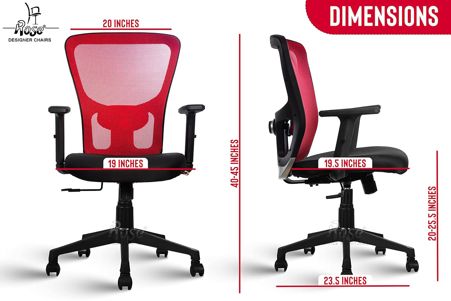 ROSE®Teesla Mesh Mid-Back Office Chair