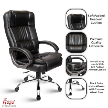 ROSE®Lucci Leatherette Executive High Back Chair (Black) - Rosechairs.com