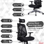 Rose®Sydney High Back Mesh Chair (Black) - rosechairs.com