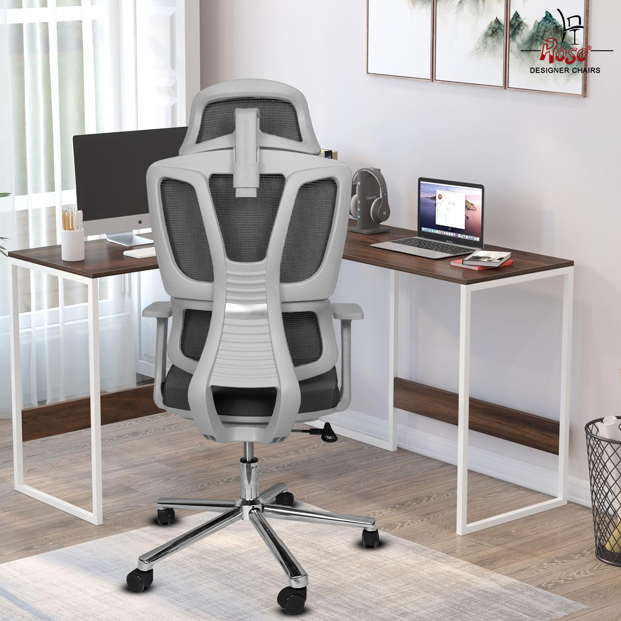 Gray and white office chair sales